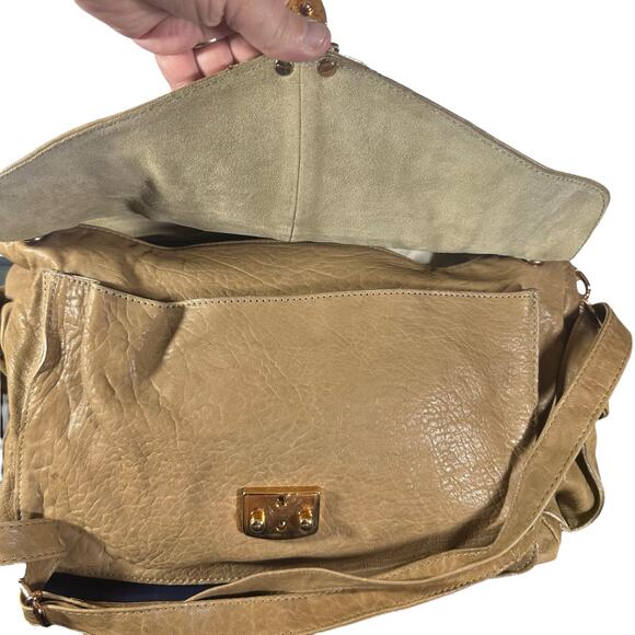 Great by Sandie Tan Leather Satchel Bag – Convertible Crossbody Parisian Chic - Picture 12 of 15